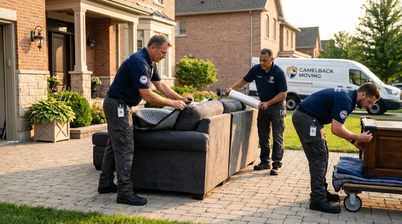 Large estate moving crew wrapping furniture in Tomahawk, WI